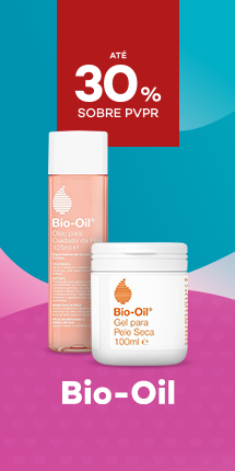 Marca Bio-Oil com destaque promocional de até 30% sobre preço de Venda ao Público Recomendado